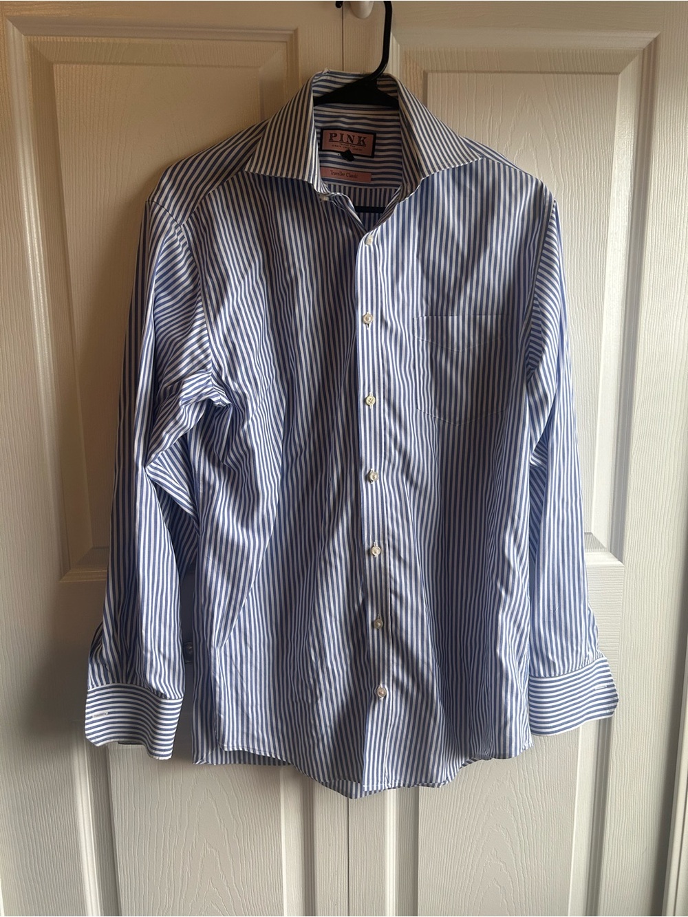 Thomas Pink Traveller Classic Blue White Stripe Dress Shirt | Size 15-33½